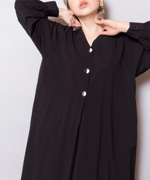 OSMOSIS(オズモーシス)の「バックギャザーワンピース(ワンピース・レディース・ブラック/アイボリー/パープル・ONE SIZE)」の14枚目の写真