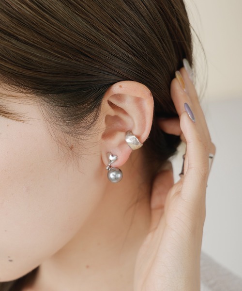 #909C 再販 ヒョウ シルバー ダークグレー ハンドメイドピアス イヤリング ジオメタMIXピアス/イヤリング | bonheurbello