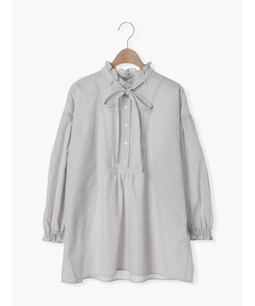 Samansa Mos2（サマンサ モスモス）の「◎リボン付スタンド襟フリルブラウス（シャツ/ブラウス・レディース・チャコールグレー/サックスブルー/ベージュ/オフホワイト・F）」の11枚目の写真