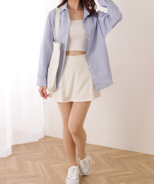 Lace Ladies(レースレディース)の「スクエアネック リブ ニット コンパクト トップス(タンクトップ・レディース・ブラック/ホワイト/ネイビー/アイボリー・FREE)」の11枚目の写真