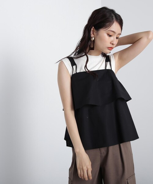 N.（N. Natural Beauty Basic）（エヌエヌナチュラルビューティーベーシック）の「◆レイヤードキャミトップ（キャミソール・レディース・ブラック/ナチュラル・MEDIUM）」の21枚目の写真