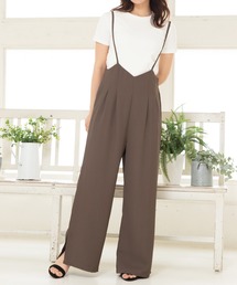 【再入荷】【新色ダークグレー】裾スリットキャミサロペット