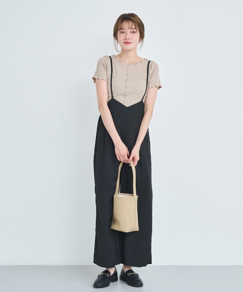 再入荷】【新色ダークグレー】裾スリットキャミサロペット（サロペット