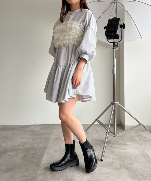 HeRIN.CYE チュールフリルビスチェ グレー ビス VIS チュールフリルビスチェ （グレー系（09