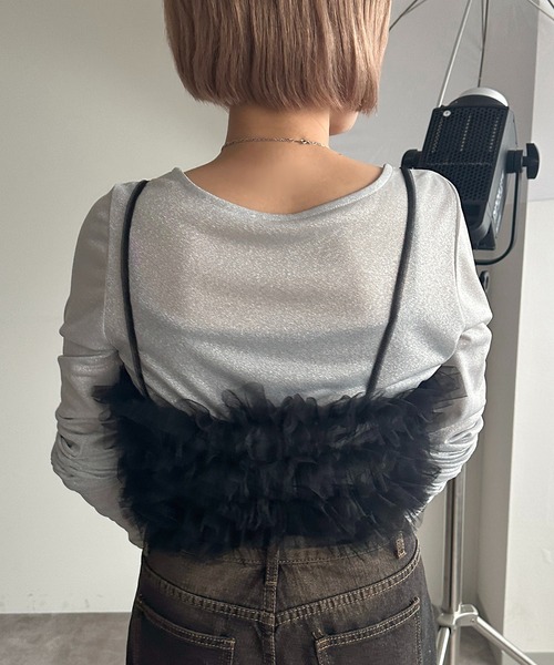 apres jour mignon（アプレジュールミニョン）の「チュールフリルビスチェ【ZOZOTOWN限定アイテム】（ベスト・レディース・グレー/ピンク/アイボリー/ブラック・フリー/X-LARGE）」の22枚目の写真