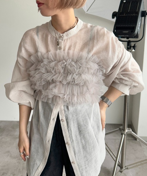 apres jour mignon（アプレジュールミニョン）の「チュールフリルビスチェ【ZOZOTOWN限定アイテム】（ベスト・レディース・グレー/ピンク/アイボリー/ブラック・フリー/X-LARGE）」の18枚目の写真