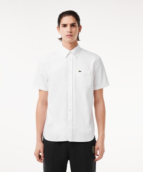 LACOSTE（ラコステ）の「オーガニックコットン オックスフォードボタンダウンシャツ（シャツ/ブラウス・メンズ・ホワイト/ダークネイビー/ライトブルー・38/39/40/41）」の2枚目の写真