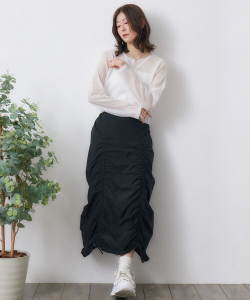 RETRO GIRL（レトロガール）の「シアーニットカーデ（カーディガン/ボレロ・レディース・オフホワイト/ピンク/チャコールグレー・FREE）」の4枚目の写真