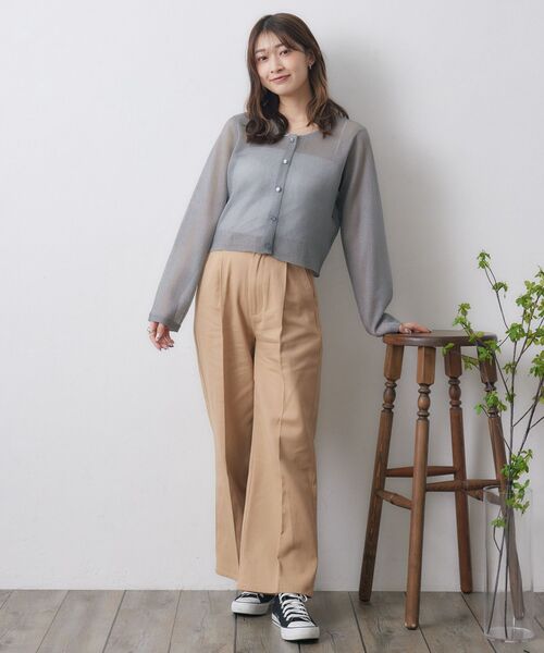 RETRO GIRL（レトロガール）の「シアーニットカーデ（カーディガン/ボレロ・レディース・オフホワイト/ピンク/チャコールグレー・FREE）」の21枚目の写真