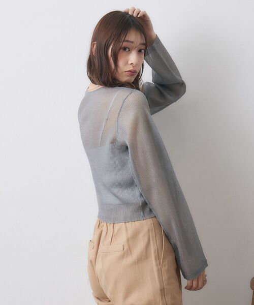 RETRO GIRL（レトロガール）の「シアーニットカーデ（カーディガン/ボレロ・レディース・オフホワイト/ピンク/チャコールグレー・FREE）」の14枚目の写真