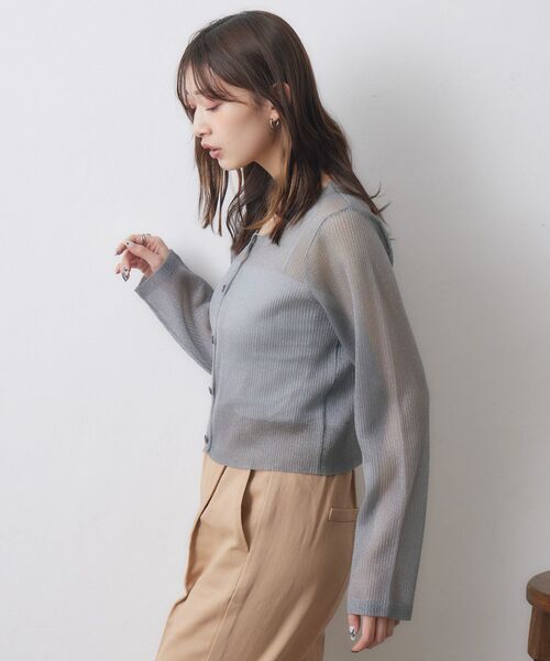 RETRO GIRL（レトロガール）の「シアーニットカーデ（カーディガン/ボレロ・レディース・オフホワイト/ピンク/チャコールグレー・FREE）」の15枚目の写真