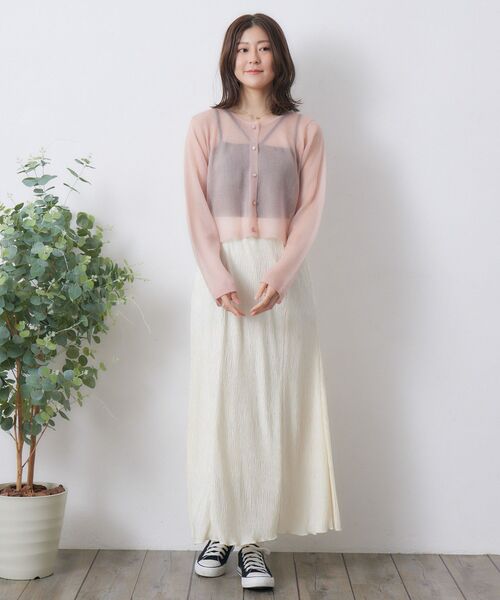 RETRO GIRL（レトロガール）の「シアーニットカーデ（カーディガン/ボレロ・レディース・オフホワイト/ピンク/チャコールグレー・FREE）」の17枚目の写真