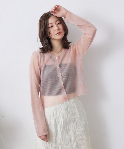 RETRO GIRL（レトロガール）の「シアーニットカーデ（カーディガン/ボレロ・レディース・オフホワイト/ピンク/チャコールグレー・FREE）」の9枚目の写真