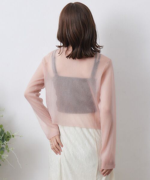 RETRO GIRL（レトロガール）の「シアーニットカーデ（カーディガン/ボレロ・レディース・オフホワイト/ピンク/チャコールグレー・FREE）」の12枚目の写真