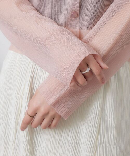 RETRO GIRL（レトロガール）の「シアーニットカーデ（カーディガン/ボレロ・レディース・オフホワイト/ピンク/チャコールグレー・FREE）」の5枚目の写真