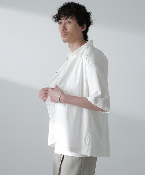 【セール】シャドーストライプハーフスリーブシャツ（シャツ/ブラウス）｜nano･universe（ナノユニバース）