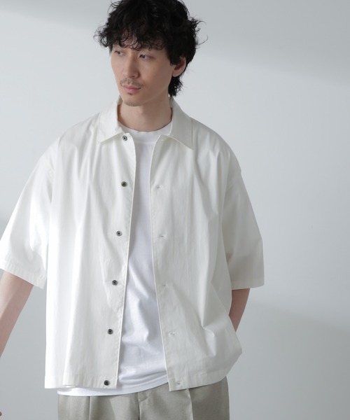 【セール】シャドーストライプハーフスリーブシャツ（シャツ/ブラウス）｜nano･universe（ナノユニバース）