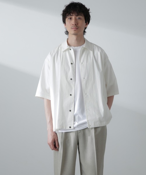 【セール】シャドーストライプハーフスリーブシャツ（シャツ/ブラウス）｜nano･universe（ナノユニバース）