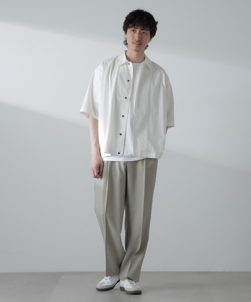 【セール】シャドーストライプハーフスリーブシャツ（シャツ/ブラウス）｜nano･universe（ナノユニバース）