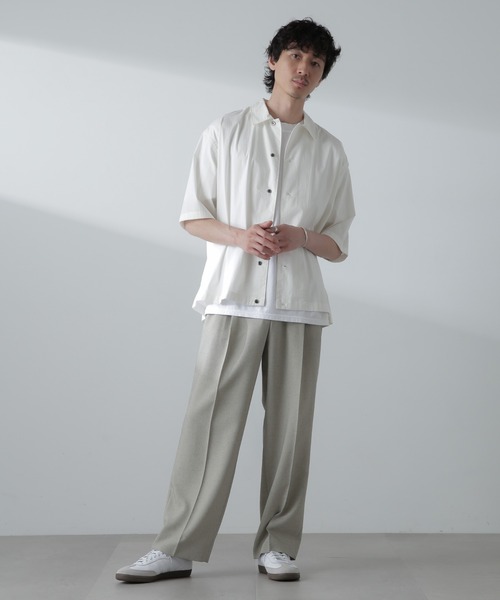 【セール】シャドーストライプハーフスリーブシャツ（シャツ/ブラウス）｜nano･universe（ナノユニバース）