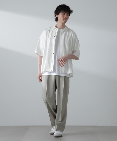 【セール】シャドーストライプハーフスリーブシャツ（シャツ/ブラウス）｜nano･universe（ナノユニバース）