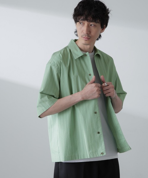 【セール】シャドーストライプハーフスリーブシャツ（シャツ/ブラウス）｜nano･universe（ナノユニバース）