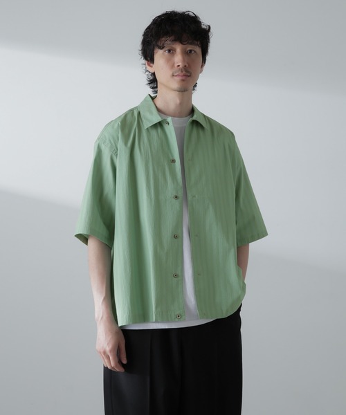 【セール】シャドーストライプハーフスリーブシャツ（シャツ/ブラウス）｜nano･universe（ナノユニバース）