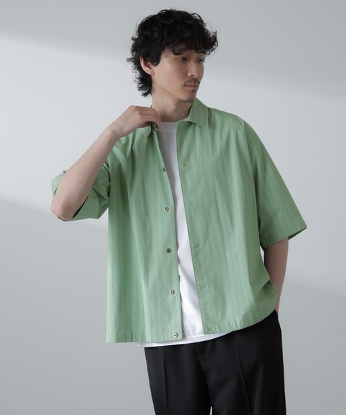 【セール】シャドーストライプハーフスリーブシャツ（シャツ/ブラウス）｜nano･universe（ナノユニバース）