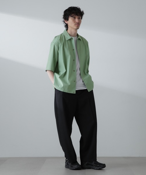 【セール】シャドーストライプハーフスリーブシャツ（シャツ/ブラウス）｜nano･universe（ナノユニバース）