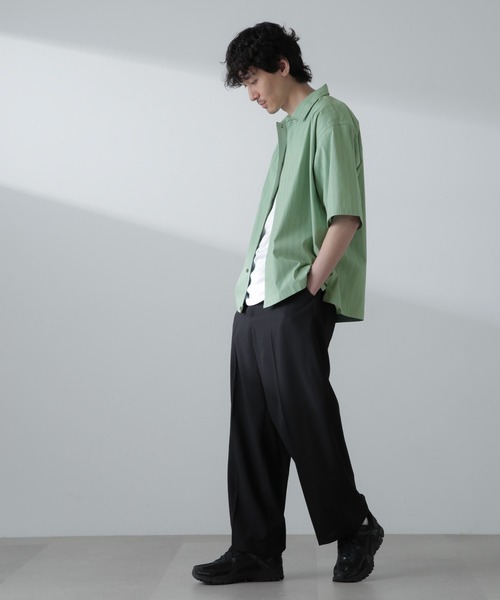 【セール】シャドーストライプハーフスリーブシャツ（シャツ/ブラウス）｜nano･universe（ナノユニバース）