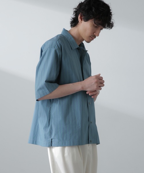 【セール】シャドーストライプハーフスリーブシャツ（シャツ/ブラウス）｜nano･universe（ナノユニバース）