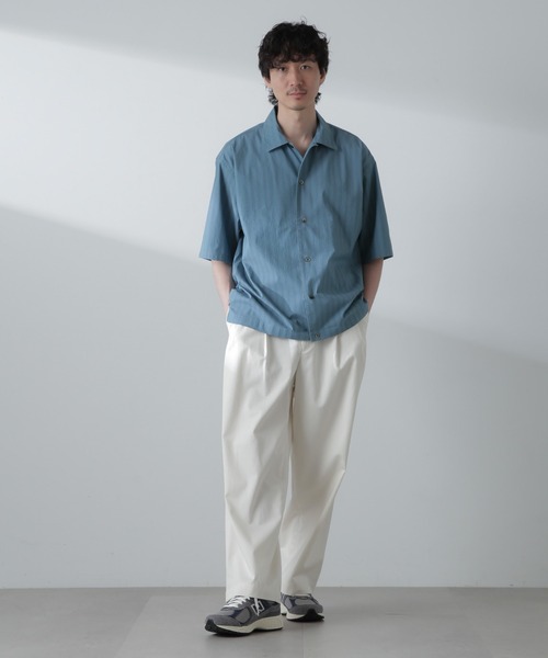 【セール】シャドーストライプハーフスリーブシャツ（シャツ/ブラウス）｜nano･universe（ナノユニバース）