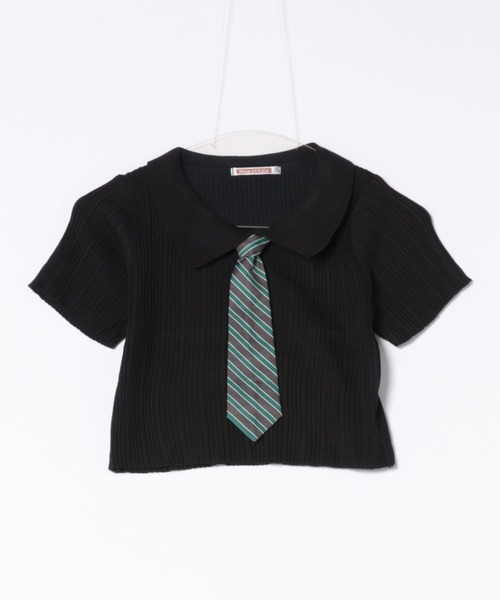 NinaetLina(ニナエリナ)の「クロップド丈ネクタイ付半袖リブニット(Tシャツ/カットソー・レディース・ホワイト/ピンク/グレー/ブラック・FREE)」の19枚目の写真