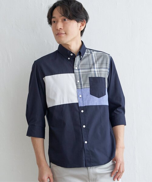 ikka(イッカ)の「7分袖ブロックス切り替えシャツ(シャツ/ブラウス・メンズ・チャコール/ネイビー/ホワイト・XL/L/M/S)」の10枚目の写真