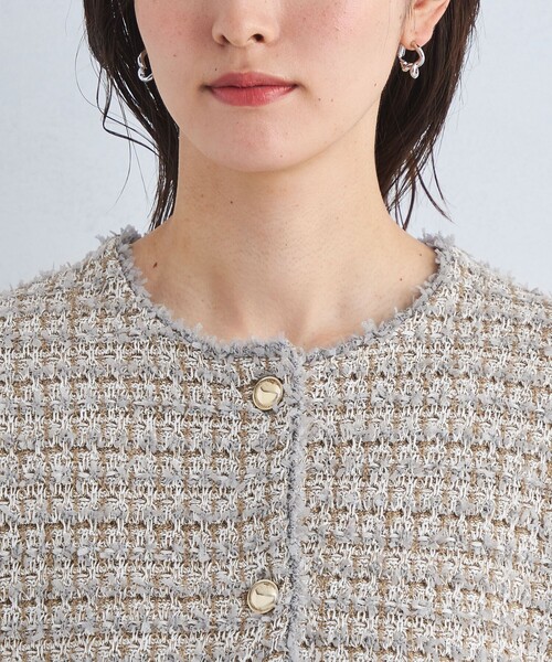 green label relaxing（グリーンレーベルリラクシング）の「ミックス ツイード ノーカラー ニット ジャケット -ウォッシャブル-（カーディガン/ボレロ・レディース・その他1/ネイビー/オフホワイト・FREE）」の15枚目の写真