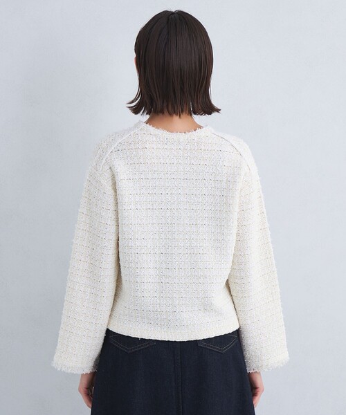 green label relaxing（グリーンレーベルリラクシング）の「ミックス ツイード ノーカラー ニット ジャケット -ウォッシャブル-（カーディガン/ボレロ・レディース・その他1/ネイビー/オフホワイト・FREE）」の22枚目の写真