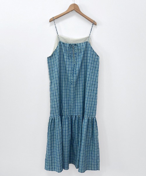 HEILIS(ヘイリス)の「チェック柄ティアードキャミソールワンピース / キャミワンピ ロング丈 バックコンシャス リボン(ワンピース・レディース・ブラック/ブルー・FREE)」の20枚目の写真