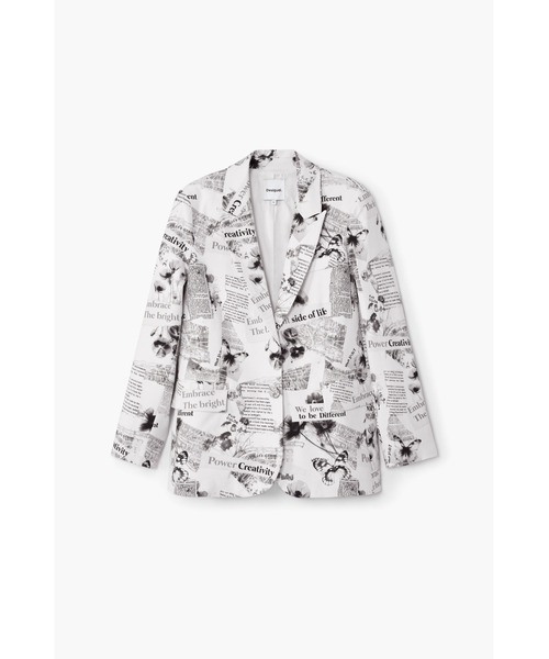 セール】【ユニセックス】テキストと花柄のストレートブレザー