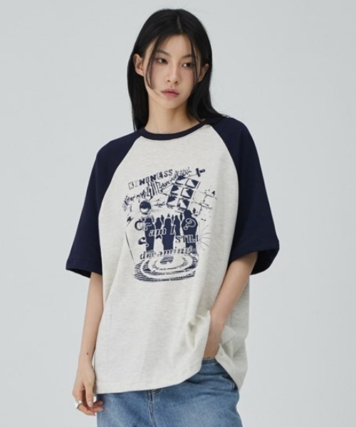 ACOVER(オコボ)の「A'GEM/9 × .kom 『ACOVER/オコボ』 Dreaming Raglan Oversized Fit Short Sleeve T-shirt/ドリーミング ラグラン TEE(Tシャツ/カットソー・メンズ・ライトグレー/アイボリー/ブラック/グレー/チャコールグレー・FREE)」の12枚目の写真