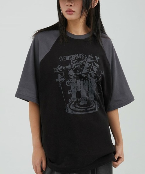 ACOVER(オコボ)の「A'GEM/9 × .kom 『ACOVER/オコボ』 Dreaming Raglan Oversized Fit Short Sleeve T-shirt/ドリーミング ラグラン TEE(Tシャツ/カットソー・メンズ・ライトグレー/アイボリー/ブラック/グレー/チャコールグレー・FREE)」の10枚目の写真