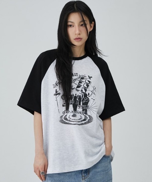 ACOVER(オコボ)の「A'GEM/9 × .kom 『ACOVER/オコボ』 Dreaming Raglan Oversized Fit Short Sleeve T-shirt/ドリーミング ラグラン TEE(Tシャツ/カットソー・メンズ・ライトグレー/アイボリー/ブラック/グレー/チャコールグレー・FREE)」の7枚目の写真