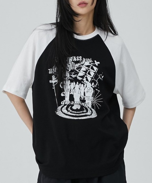 ACOVER(オコボ)の「A'GEM/9 × .kom 『ACOVER/オコボ』 Dreaming Raglan Oversized Fit Short Sleeve T-shirt/ドリーミング ラグラン TEE(Tシャツ/カットソー・メンズ・ライトグレー/アイボリー/ブラック/グレー/チャコールグレー・FREE)」の8枚目の写真