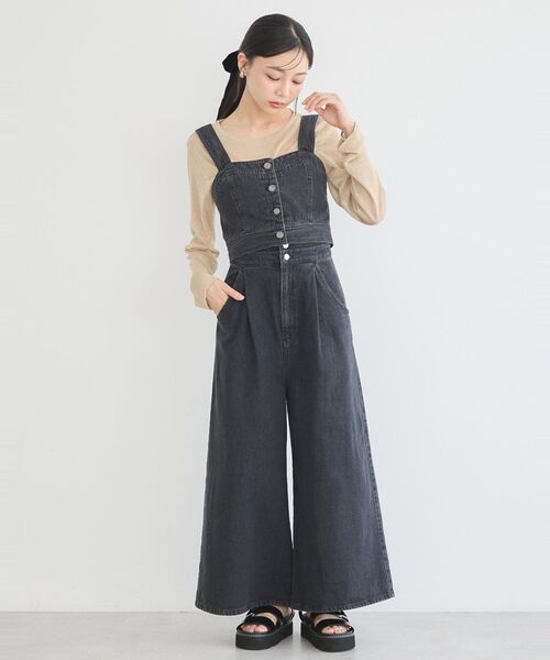 earth music&ecology（アースミュージックアンドエコロジー）の「フロントボタンデニムビスチェ（ベスト・レディース・インディゴブルー/ブラック・FREE）」の20枚目の写真