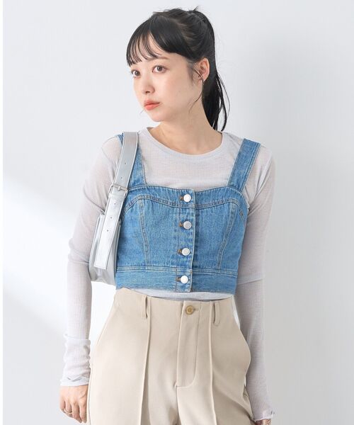 earth music&ecology（アースミュージックアンドエコロジー）の「フロントボタンデニムビスチェ（ベスト・レディース・インディゴブルー/ブラック・FREE）」の17枚目の写真