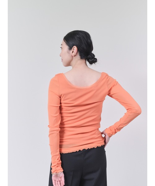 TEVALT（ヴァレット）の「ソフトチュールトップス（Tシャツ/カットソー・レディース・グレー/ブラック/ホワイト/オレンジ・38）」の5枚目の写真