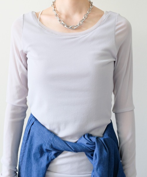 TEVALT（ヴァレット）の「ソフトチュールトップス（Tシャツ/カットソー・レディース・グレー/ブラック/ホワイト/オレンジ・38）」の20枚目の写真