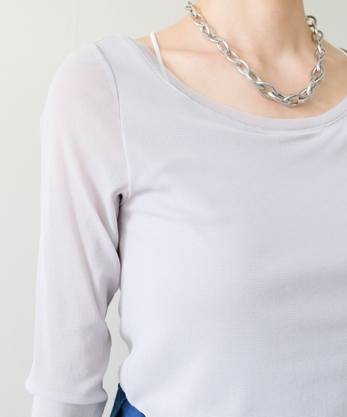 TEVALT（ヴァレット）の「ソフトチュールトップス（Tシャツ/カットソー・レディース・グレー/ブラック/ホワイト/オレンジ・38）」の19枚目の写真