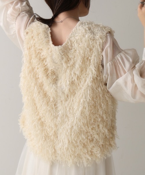 Bab（バブ）の「フリンジ2WAYベスト（ベスト・レディース・アイボリー/ブラック・FREE）」の3枚目の写真