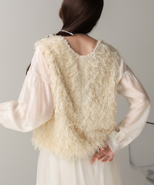 Bab（バブ）の「フリンジ2WAYベスト（ベスト・レディース・アイボリー/ブラック・FREE）」の7枚目の写真