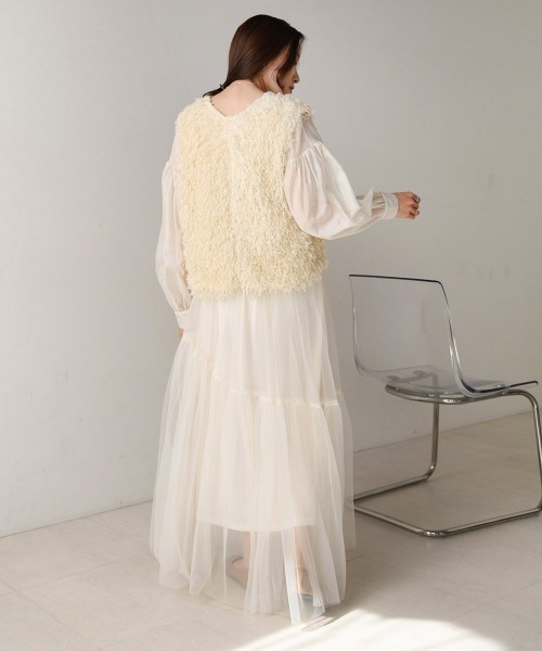 Bab（バブ）の「フリンジ2WAYベスト（ベスト・レディース・アイボリー/ブラック・FREE）」の8枚目の写真